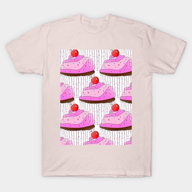 SPRINKLE Cupcake Lover Pattern - Cute Cupcake Art T-Shirt by SartorisArt1